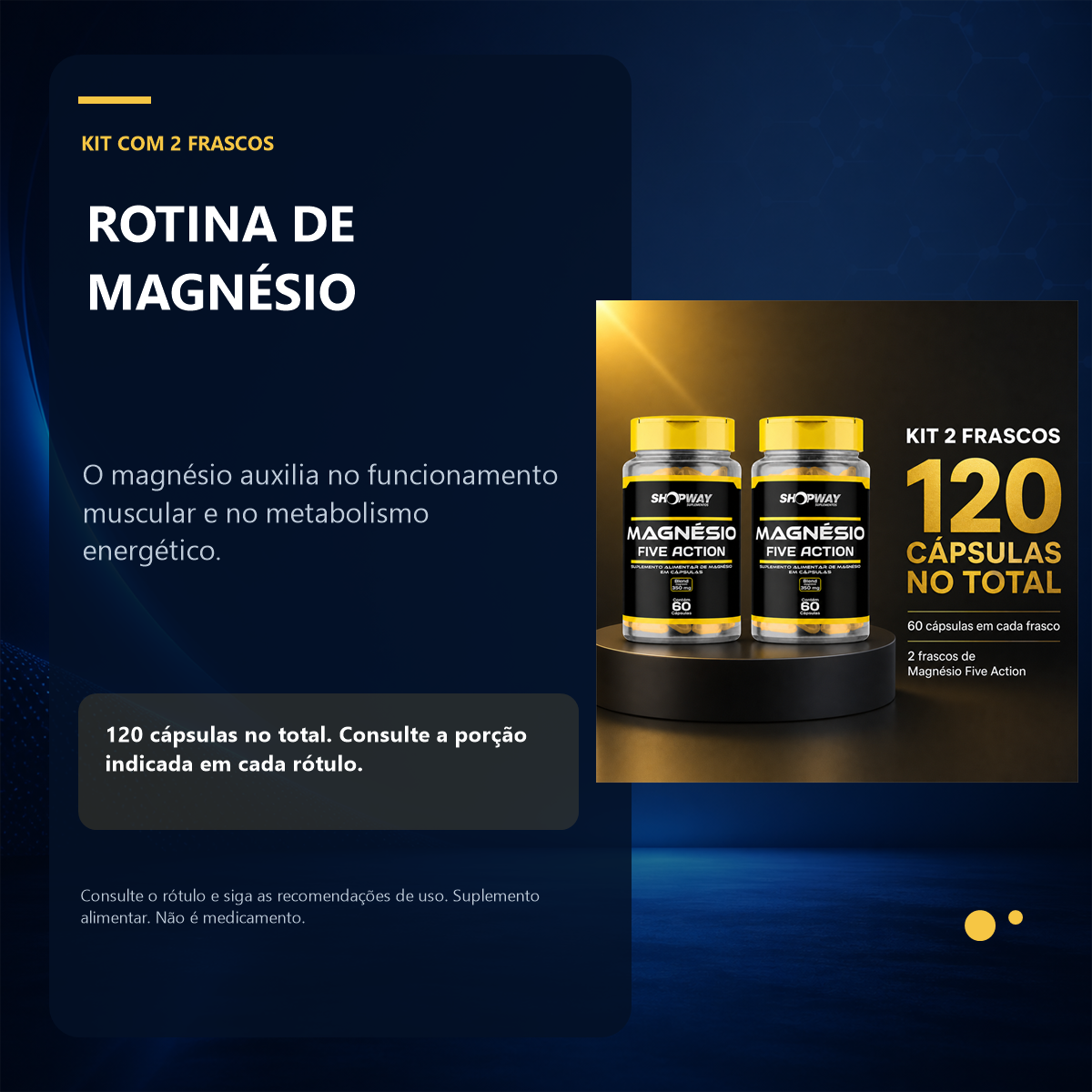 Informações para a rotina com Kit Body Diet Black + Magnésio Five Action — 120 cápsulas
